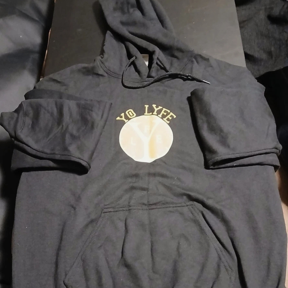 Men Black Yo Lyfe Size M Hoodie